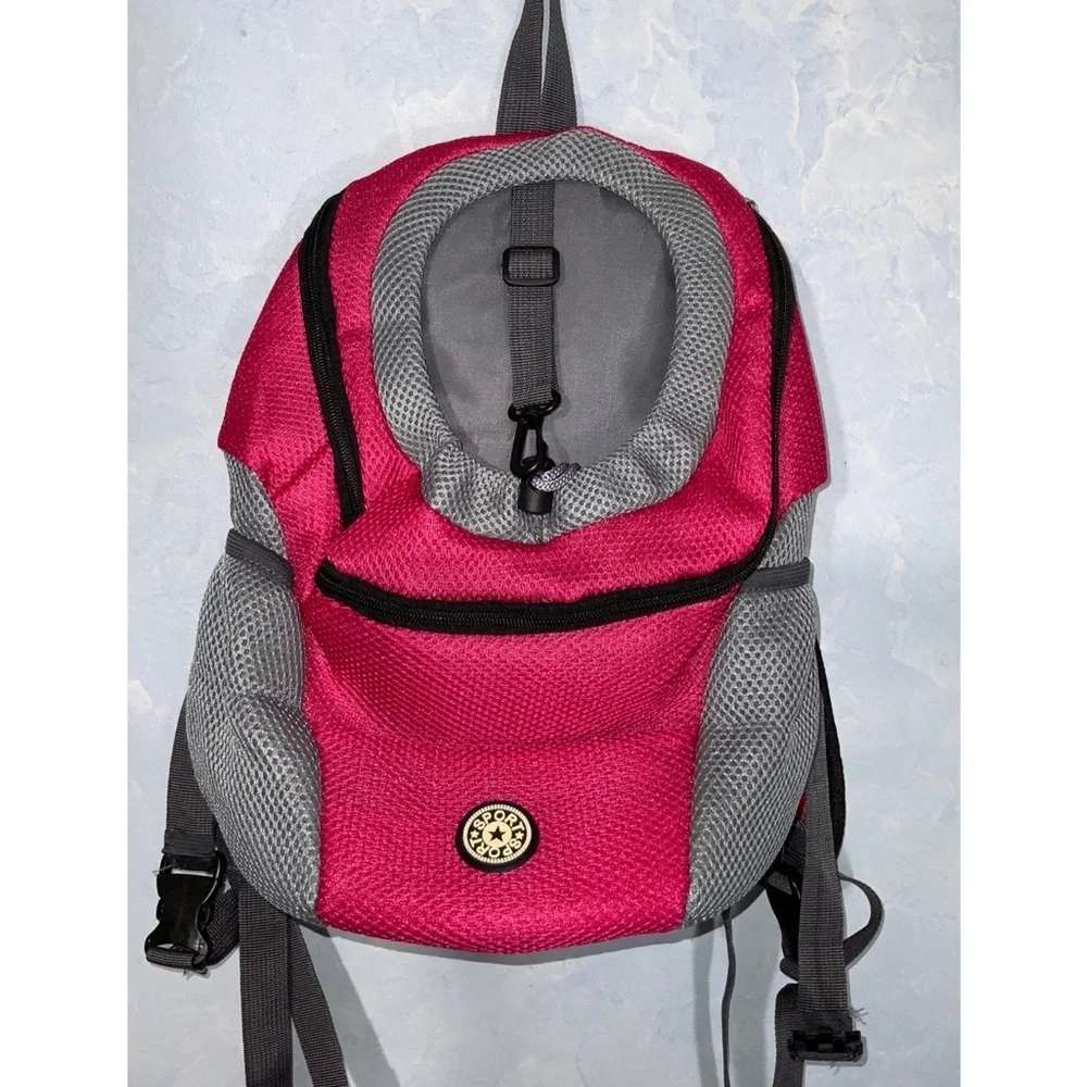 Small Dog Front Or Backpack Carrier~Pink~Breathable Nylon~Adjustable Straps